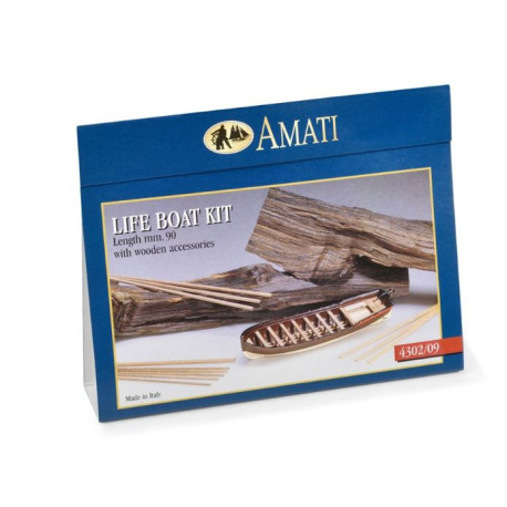 Botes salvavidas de madera-metal 90mm, 1 und. Marca Amati. Ref: 4302/09, 43029.