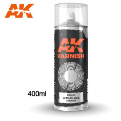 Barniz Satinado acrílico en spray. Cantidad 400 ml. Marca AK Interactive. Ref: AK1014.