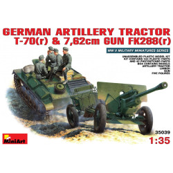 German Artillery Tractor T-70 (r) & Gun w/Crew. Escala 1:35. Marca Miniart. Ref: 35576.