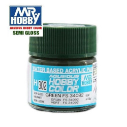 Mr.HOBBY AQUEOUS COLOR, H302 Green FS34092 (Semi-gloss) US. Bote 10 ml. Marca MR.Hobby. Ref: H302.