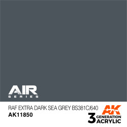 Acrílicos de 3rd,RAF Extra Dark Sea Grey BS381C/640 – AIR. Marca Ak-Interactive. Ref: Ak11850.