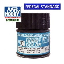 Mr.HOBBY AQUEOUS COLOR , Semi Gloss, GRAY FS36081. Bote 10 ml. Marca MR.Hobby. Ref: H301.