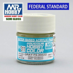 Mr.HOBBY AQUEOUS COLOR, GRAY FS36622 (Semi-gloss). Bote 10 ml. Marca MR.Hobby. Ref: H311.