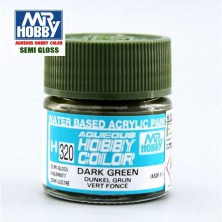 Mr.HOBBY AQUEOUS COLOR , VERDE OSCURO. Bote 10 ml. Marca MR.Hobby. Ref: H320.