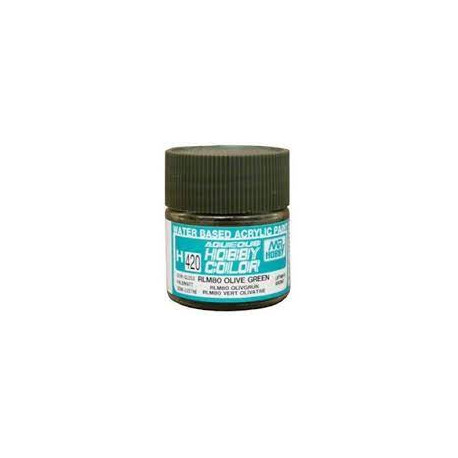 Mr.HOBBY AQUEOUS COLOR , VERDE OLIVA SATINADO RLM80 . Bote 10 ml. Marca MR.Hobby. Ref: H420.