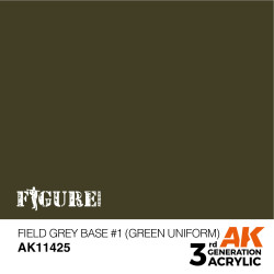 Acrílicos de 3r, FIELD GREY BASE 1 (GREEN UNIFORM) – FIGURES.Marca Ak-Interactive. Ref: Ak11425.