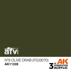 AK INTERACTIVE 3 rd. N 9 OLIVE DRAB (FS33070) – AFV. Marca AK Interactive. Ref: AK11339.