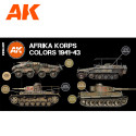 Set acrilicos 3G, AFRIKA KORPS COLORS 1941-43. 6 colores. Marca AK Interactive. Ref: AK11652.