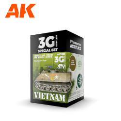 SET 3G, VIETNAM CAMOUFLAGE COLORS FOR JUNGLE COLORS. 3 colores. Marca AK Interactive. Ref: AK11659.