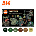 SET 3G, VIETNAM GREEN & CAMOUFLAGE UNIFORMS, 6 colores. Marca AK Interactive. Ref: AK11682.