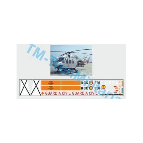 Calcas Helicóptero BK-117 HGC-201, decoración " gris, GUARDIA CIVIL". Escala 1:72. Marca Trenmilitaria. Ref: 000_7562.