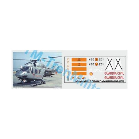 Calcas Helicoptero BK-117 HGC-201, decoración " gris, GUARDIA CIVIL". Escala 1:35. Marca Trenmilitaria. Ref: 000_7547.