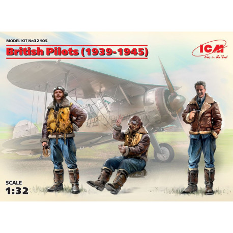 British Pilots (1939-1945) (3 figures). Escala 1:32. Marca ICM. Ref: 32105.