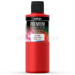 Premium Rojo Vivo. Premium Airbrush Color. Bote 200 ml. Marca Vallejo. Ref: 63005, 63.005.
