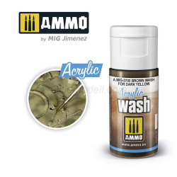 ACRYLIC WASH Brown Wash for Dark Yellow. Bote de 15 ml. Marca Ammo of Mig Jimenez. Ref: AMIG0700, 0700.
