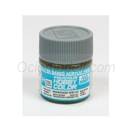 Mr.HOBBY AQUEOUS COLOR , GRIS MEDIO BS381C/637 SATINADO. Bote 10 ml. Marca MR.Hobby. Ref: H335, 335.