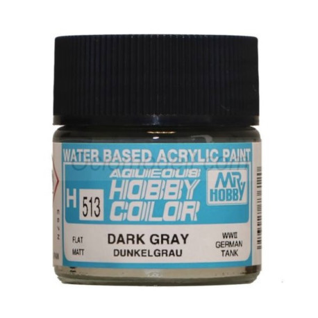 Mr.HOBBY AQUEOUS COLOR , DARK GREY. Bote 10 ml. Marca MR.Hobby. Ref: 513, 513.