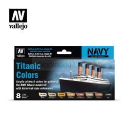 Set Model air, Titanic Colors. 8 Colores. Bote 17 ml. Marca Vallejo. Ref: 71.646.