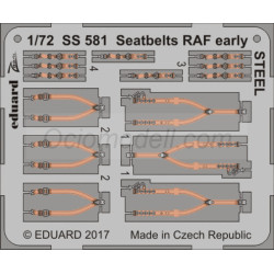 Cinturones de seguridad RAF temprano ACERO, Escala: 1:72. Marca Eduard. Ref: SS581.