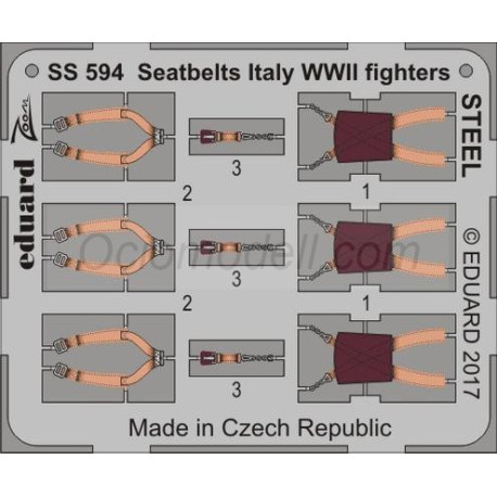 Cinturones de seguridad cazas Italia WWII STEEL, Escala: 1:72. Marca Eduard. Ref: SS594.