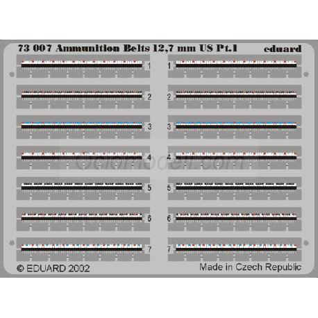 Cinturones de munición US Cal.0.50. Escala: 1:72. Marca Eduard. Ref: 73007.
