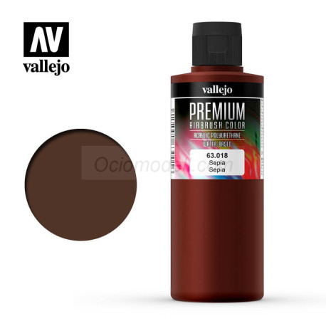 Premium Sepia. Premium Airbrush Color. Bote 200 ml. Marca Vallejo. Ref: 63018.