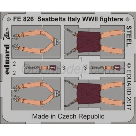 Fotograbados Cinturones de seguridad Italia cazas WWII, STEEL. Escala: 1:48. Marca Eduard. Ref: FE3826.