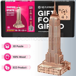 Empire State Building (Eco - light) 168 piezas, madera contrachapada, Kit de montaje. Marca Mr.playwood. Ref: 10211.