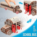 Autobús Escolar 107 pz, madera contrachapada, Kit de montaje. Marca Mr.playwood. Ref: 10107.