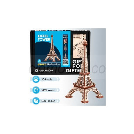 Torre Eiffel 78 pz, madera contrachapada. Marca Mr.playwood. Ref: 10406.