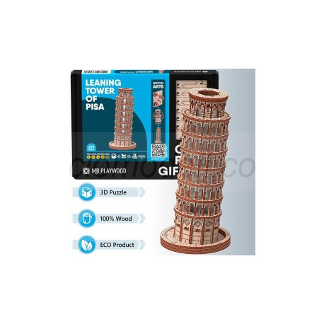 Torre de Pisa 379 pz, madera contrachapada. Marca Mr.playwood. Ref: 10410.