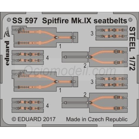 Seatbelts Spitfire Mk. IX fighters, STEEL. Escala: 1:72. Marca Eduard. Ref: SS597.