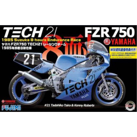 Yamaha FZR750 OW74 patrocinado por Tech21 - 8 Horas de Suzuka 1985. Escala 1:24. Marca Fujimi. Ref: 141312.