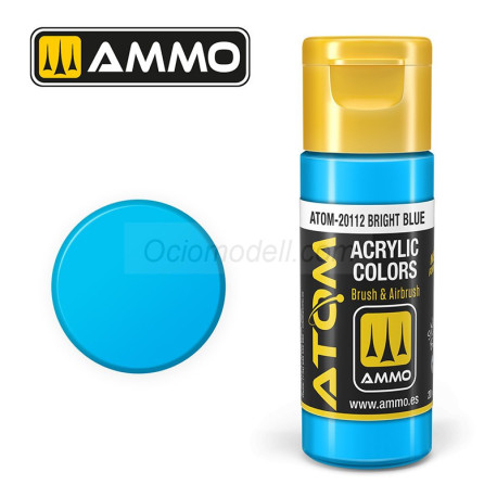 ATOM COLOR Azul Intenso. Nueva Fórmula. Bote 20 ml. Marca Ammo by Mig Jimenez. Ref: ATOM-20112.