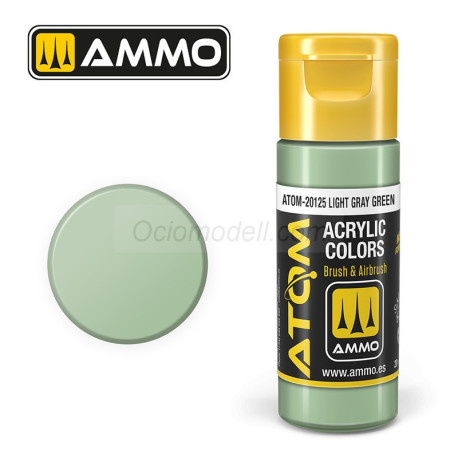 ATOM COLOR Gris Verdoso Claro. Nueva Fórmula. Bote 20 ml. Marca Ammo by Mig Jimenez. Ref: ATOM-20125.