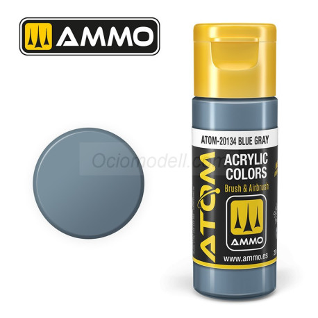 ATOM COLOR Blue Gray. Nueva Fórmula. Bote 20 ml. Marca Ammo by Mig Jimenez. Ref: ATOM-20134.