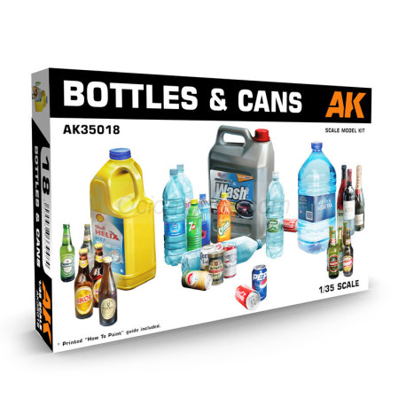 BOTELLAS Y LATAS, Escala 1:35. Marca AK Interactive. Ref: AK35018.