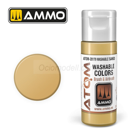 ATOM COLOR Arena Lavable. Nueva Fórmula. Bote 20 ml. Marca Ammo by Mig Jimenez. Ref: ATOM-20179.