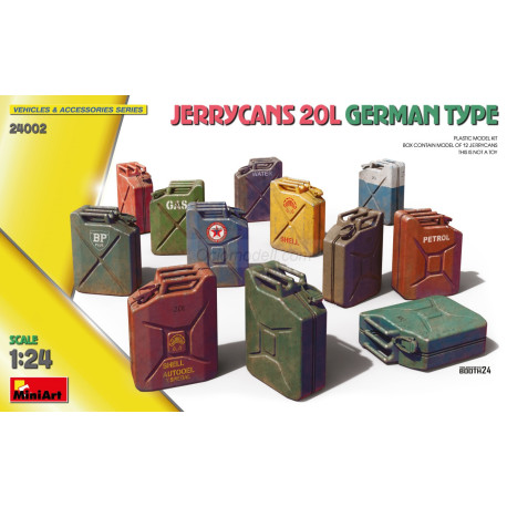 JERRYCANS 20L GERMAN TYPE. Escala 1:24. Marca Miniart. Ref: 24002.