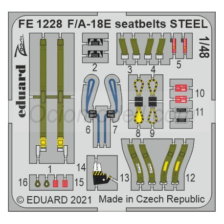 Cinturones de seguridad del F/A-18E. Escala: 1:48. Marca Eduard. Ref: FE1228.