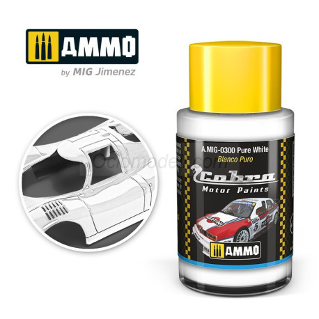 Cobra Motor Blanco Puro. Bote 30 ml. Marca Ammo by Mig Jimenez. Ref: AMIG0300, 0300.