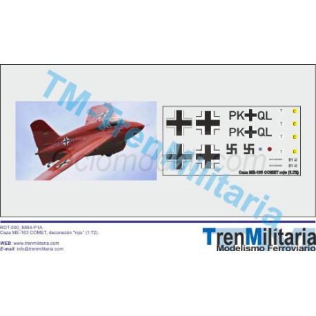 Caza Messerschmitt ME-163 KOMET, rojo. Escala 1:48. Marca Trenmilitaria. Ref: 000_8865.