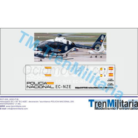 Helicóptero EC-135 "EC-NZE" (1:48), POLICIA NACIONAL 200 ANIVERSARIO". Escala 1:48. Marca Trenmilitaria. Ref: 000_8373.