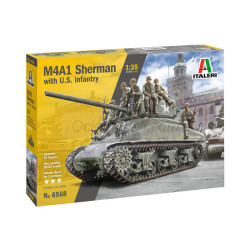 TANQUE O VEHÍCULO M4A1 SHERMAN with U.S. 10 infantry . Escala 1:35. Marca Italeri. Ref: 6568.
