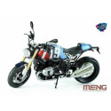 BMW R nineT Option 719 Mars Red/Cosmic Blue, prepintada. Escala 1:9. Marca Meng. Ref: MT-003t.