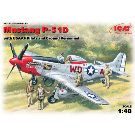 Mustang P-51D with USAAF Pilots and Ground Personnel. Escala 1:48. Marca ICM. Ref: 48153.