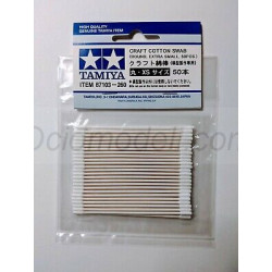 Bastoncillos de algodón, redondo, extrapequeño. Craft Cotton Swab - Round/Extra Small. 50 ud. Marca Tamiya. Ref: 87103.