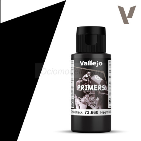 Surface Primer, Imprimación Negro brillo. Bote 60 ml. Marca Vallejo. Ref: 73.660, 73660.