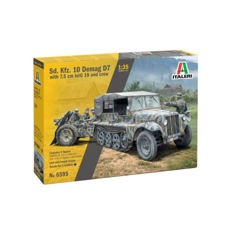 Sd. Kfz. 10 Demag D7 with 7,5 cm leIG 18 and 9 crew. Escala 1:35. Marca Italeri. Ref: 6595.