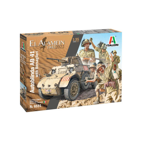 Autoblinda AB 41 with Bersaglieri El Alamein, 6 figuras. Escala 1:35. Marca Italeri. Ref: 6591.